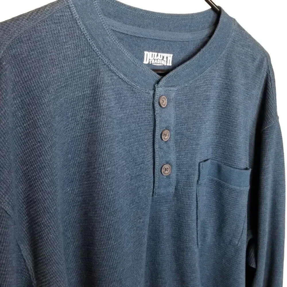 Duluth Trading Co Mens Waffle Knit Thermal Henley Shirt Size XL Gorpcore Stretch